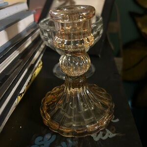 Vintage Amber Glass Candle Holder